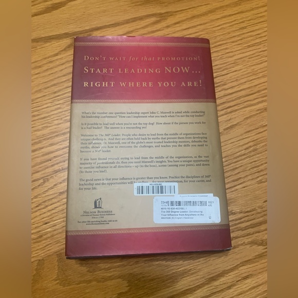 John Maxwell - The 360 Degree Leader: Developing Your Influence Hard Cover Book - Picture 2 of 2